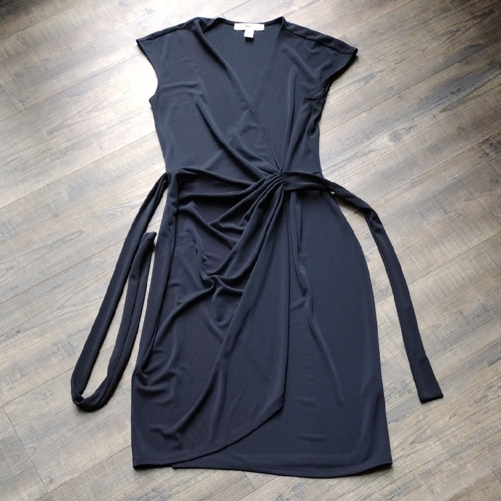 Lark & Ro Blue Asymmetrical Sheath Dress V-Neck